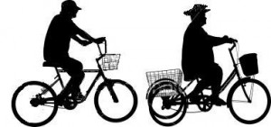 Silhouette of trike and bike