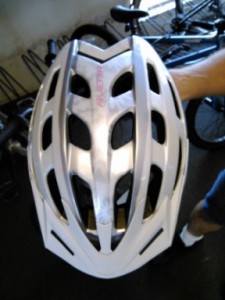 a pearly white helmet